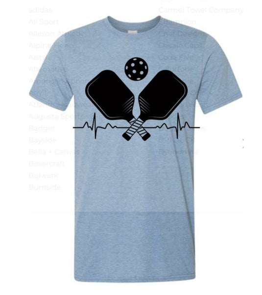Pickleball Heart Rate Paddle and Ball T-Shirt Sapphire