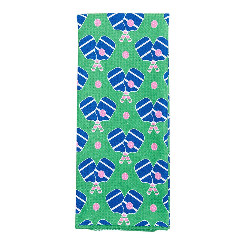 Load image into Gallery viewer, Pickleball Waffle Weave Kitchen Towel  with Blue Paddles
