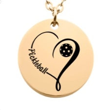 Load image into Gallery viewer, Pickleball Love Disc Charm Necklace - Gold
