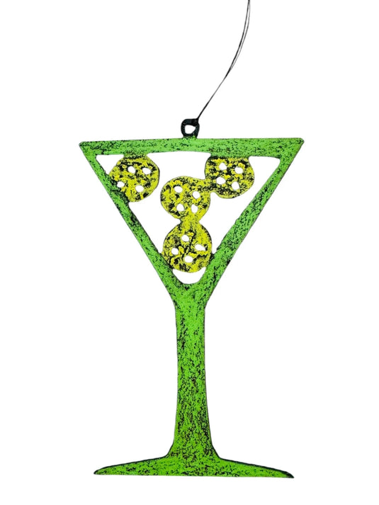 Pickleball Martini Metal Ornament Green