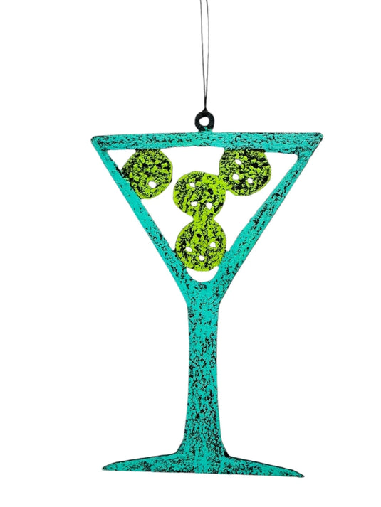 Pickleball Martini Metal Ornament