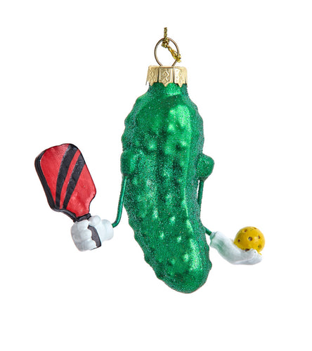 Pickleball Glass Pickle Ornament