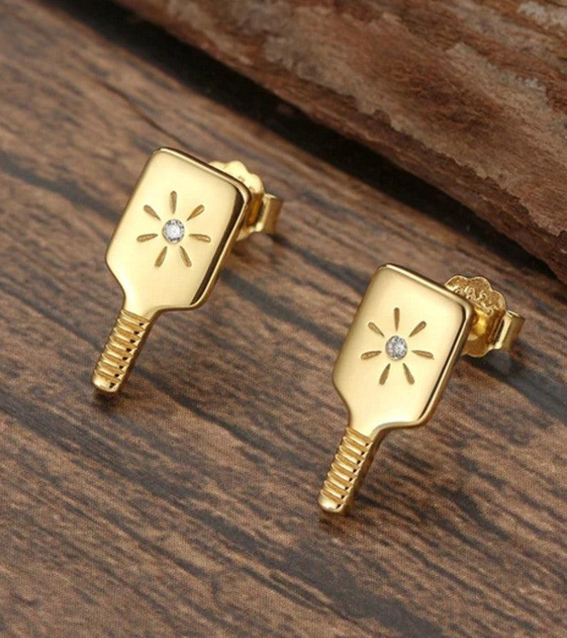 Load image into Gallery viewer, Pickleball Paddle Stud Earrings Gold
