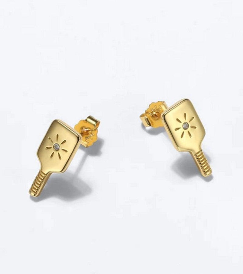Load image into Gallery viewer, Pickleball Paddle Stud Earrings Gold

