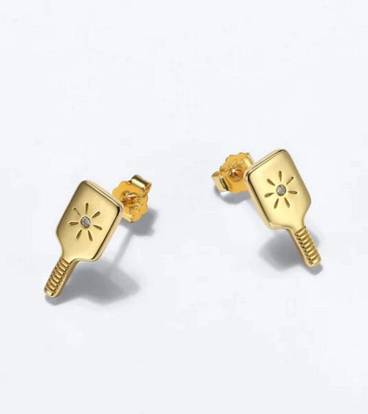 Pickleball Paddle Stud Earrings Gold