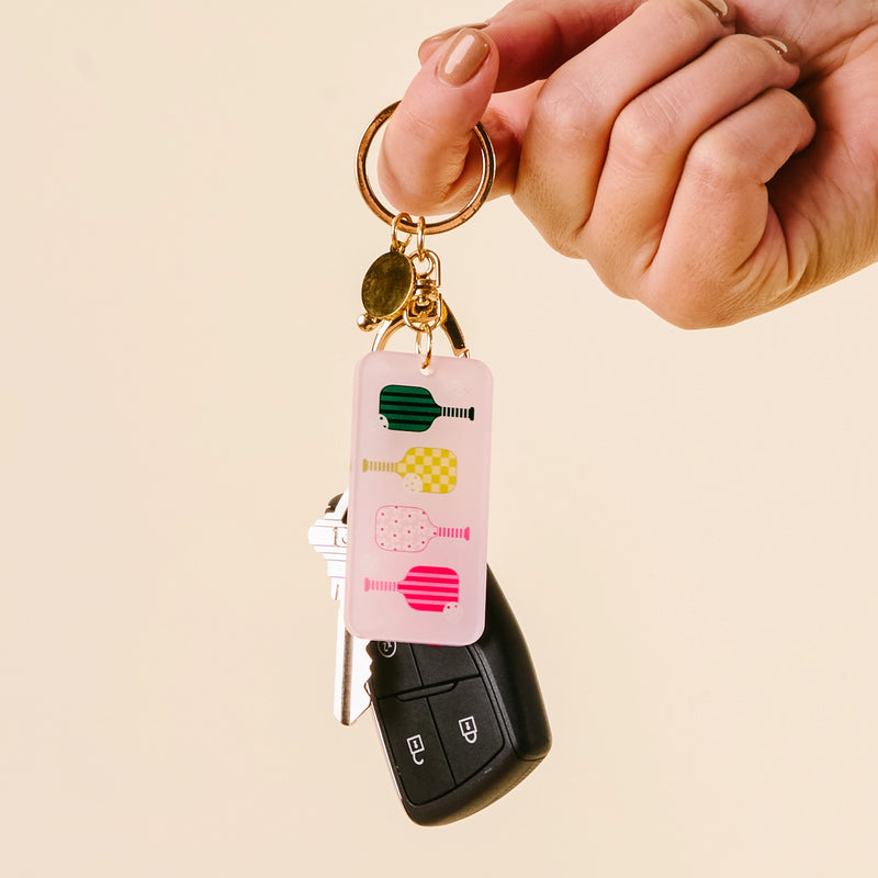 Load image into Gallery viewer, Pickleball Paddles Acrylic Keychain with keys

