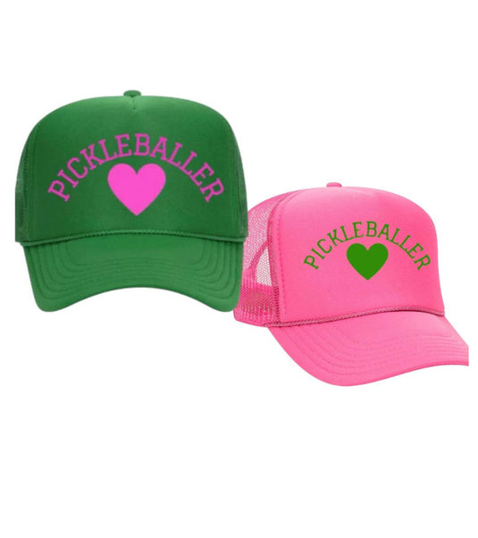Pickleballer Trucker Hat with Heart Design