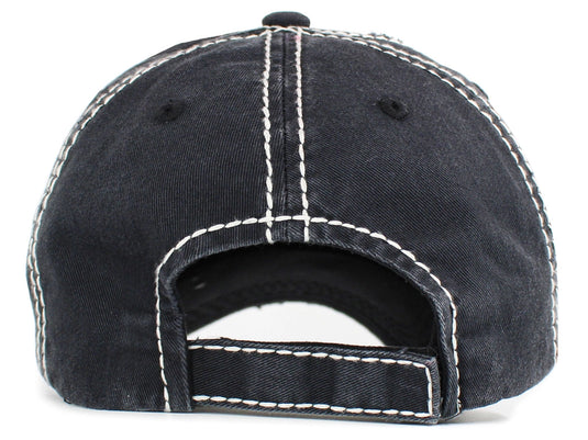 Pickleball Queen Distressed Hat Black Back View