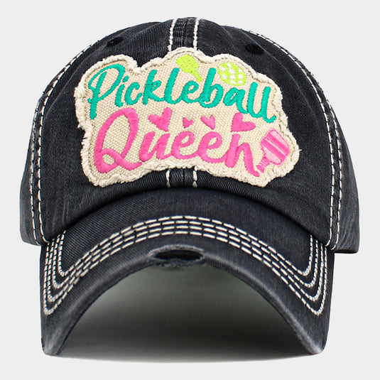 Pickleball Queen Vintage Baseball Hat Black Front