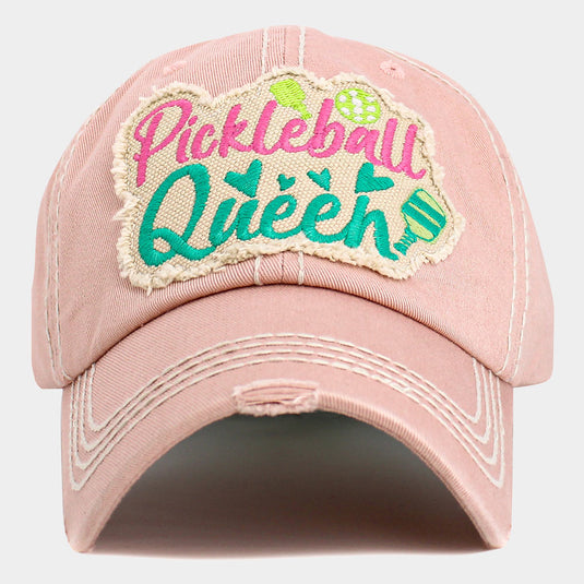 Pickleball Queen Vintage Baseball Hat Pink