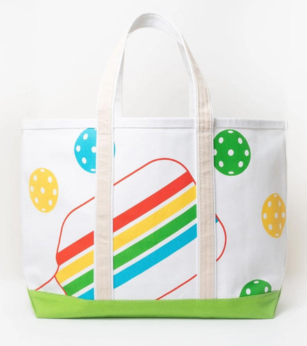 Pickleball Rainbow Canvas Tote Bag