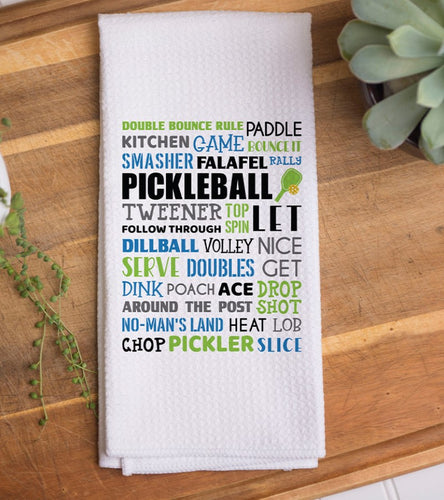 Pickleball Word Collage Kitchen Towel
