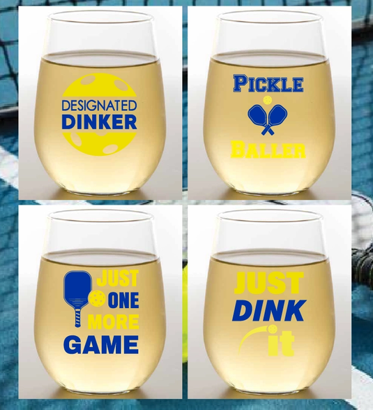 Pickleball Funny Sayings Shatterproof Wine Glasses