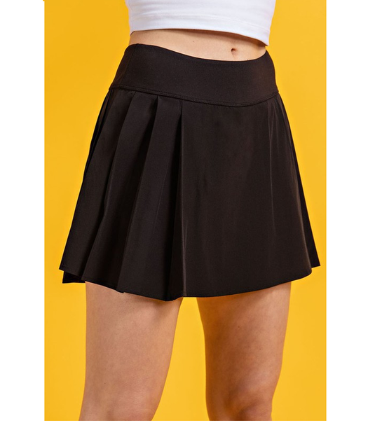 Pickleball Active Pleat Court Skort - Solid Colors Black