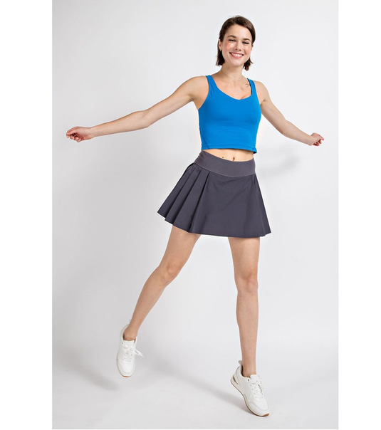 Pickleball Active Pleat Court Skort - Solid Colors Gray