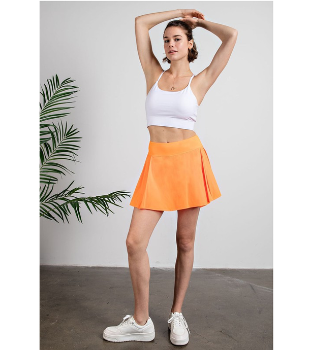 Pickleball Active Pleat Court Skort - Solid Colors Orange