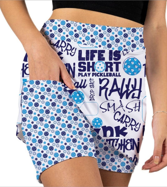 Pickleball Slam Blue Skort Under Shorts