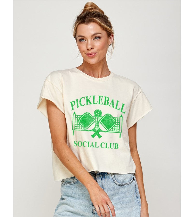 Load image into Gallery viewer, Pickleball Social Club Crop Top Cream
