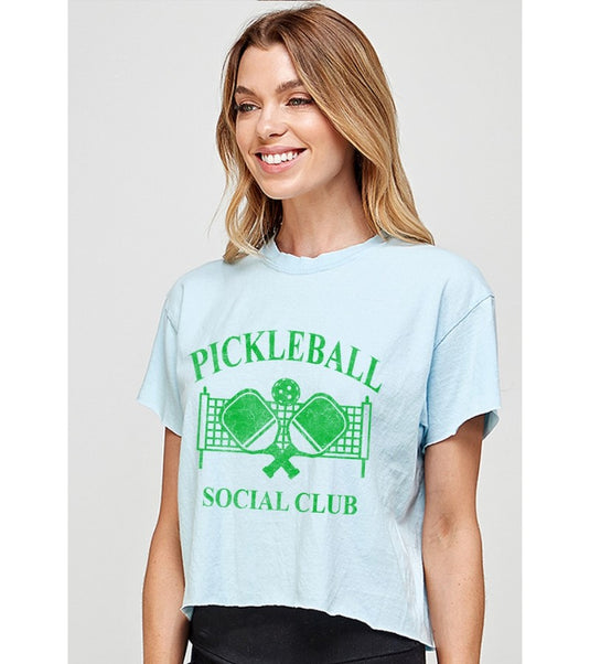 Pickleball Social Club Crop Top Powder Blue