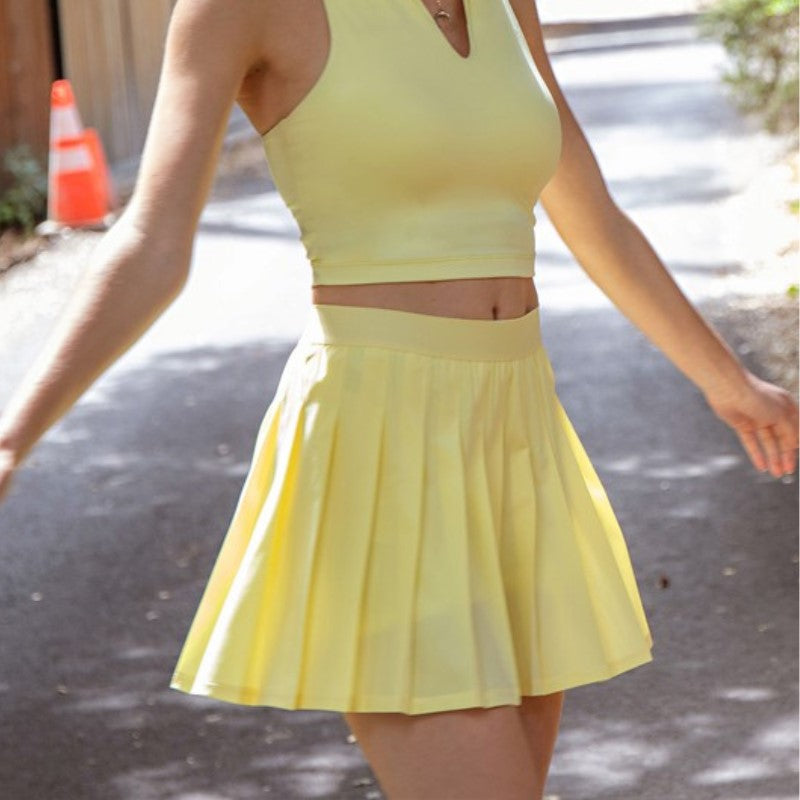 Load image into Gallery viewer, Pickleball Stretch Pleated Skort - Lemon
