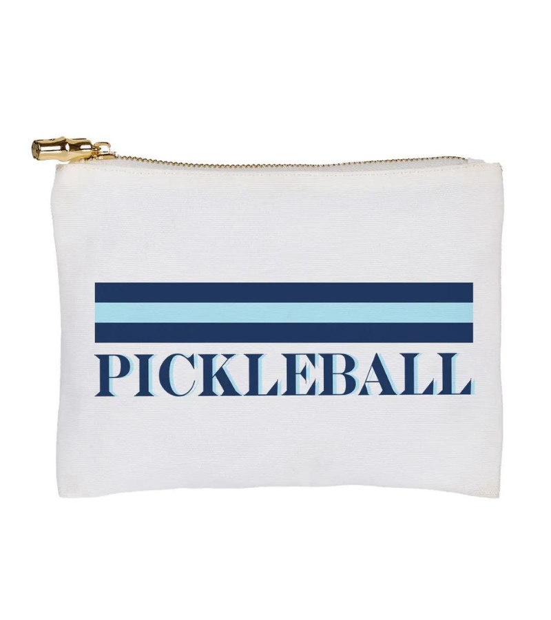 Load image into Gallery viewer, Pickleball Stripe Cosmetic Case Blue
