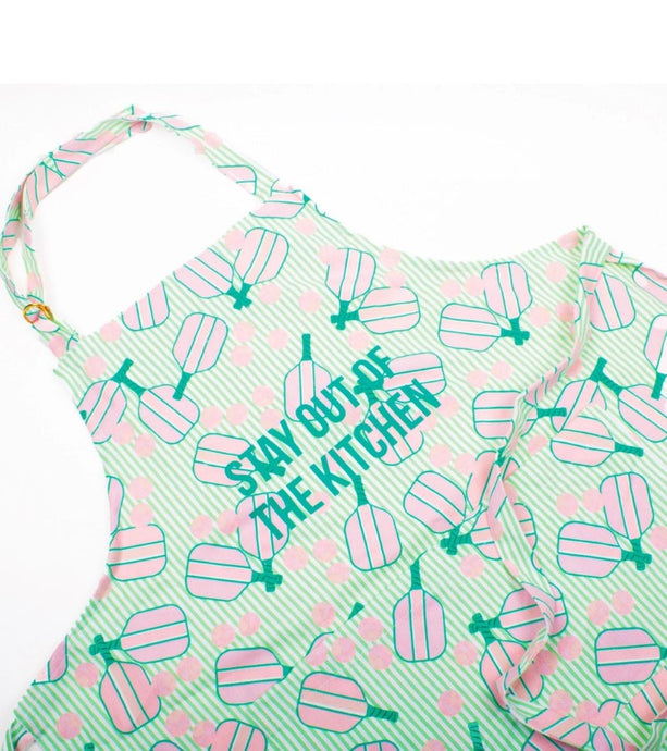 Pickleball Green Striped Apron