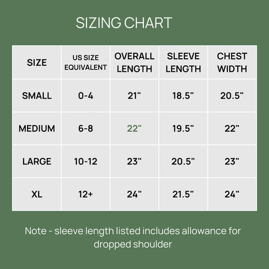 Pickleball Sweaters Sizing Chart