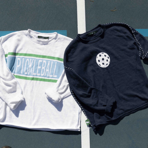 Pickleball Sweaters for Women - White & Navy Blue