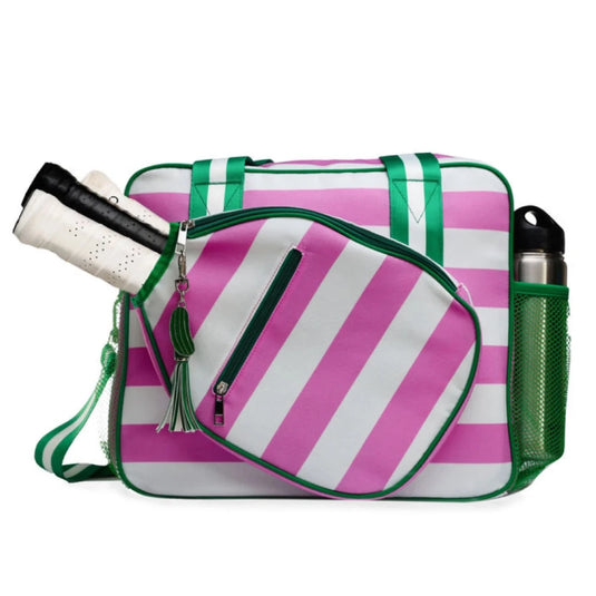 Pickleball Tote Lola Pink & Green Stripe