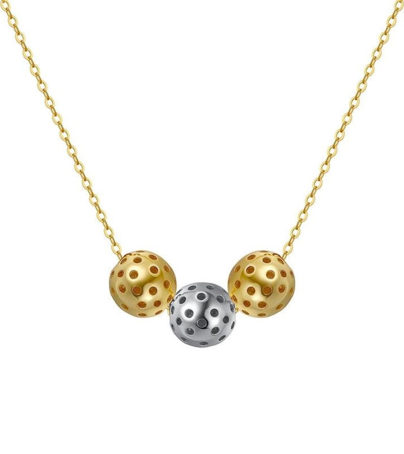 Load image into Gallery viewer, Pickleball Trio Gold Necklace
