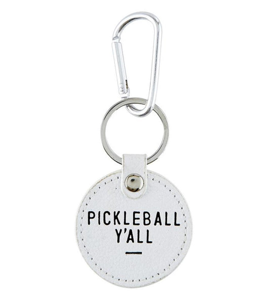 Pickleball Y'All Leather Keychain