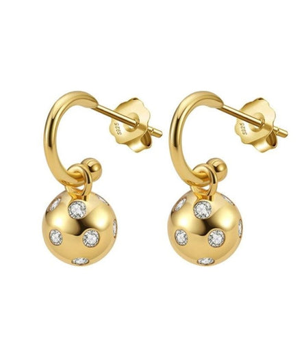 Pickleballs Hoop Huggie Earrings Gold