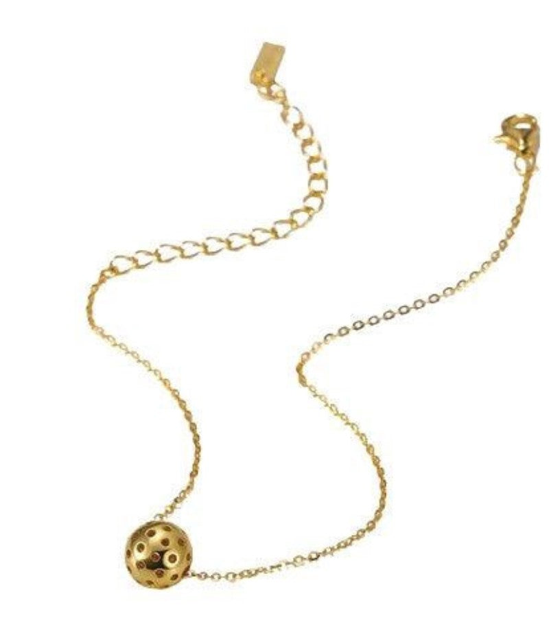 Load image into Gallery viewer, Picklebelle Baby Belle Gold Pickleball Necklace
