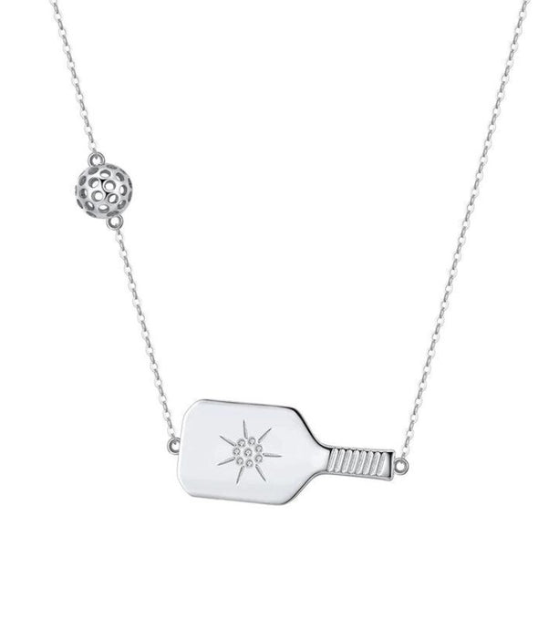 Picklebelle Cross Court Sterling Silver Pickleball Necklace