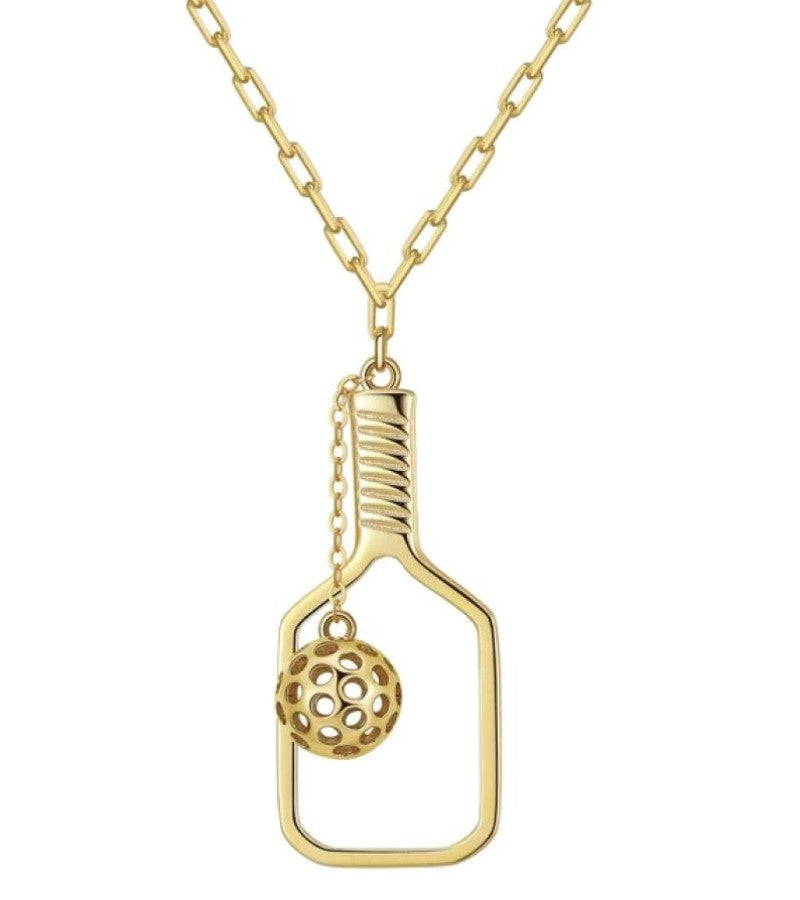 Load image into Gallery viewer, Picklebelle The Volley Gold Pickleball Necklace
