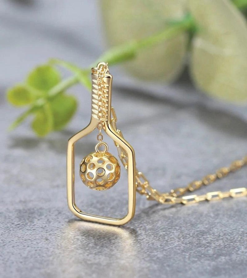 Load image into Gallery viewer, Picklebelle The Volley Gold Pickleball Necklace
