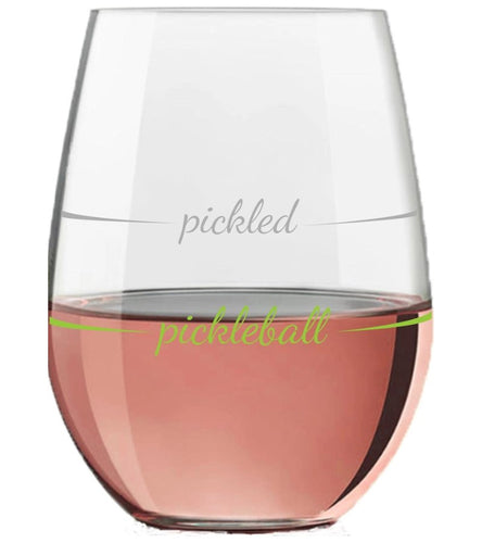 Pickled Pickleball Stemless Wine Glass