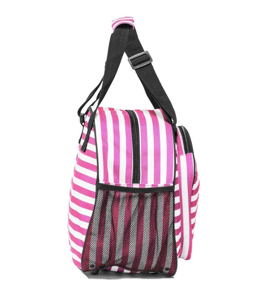 Pik 'le' Ball Pink Striped Pickleball Tote Bag