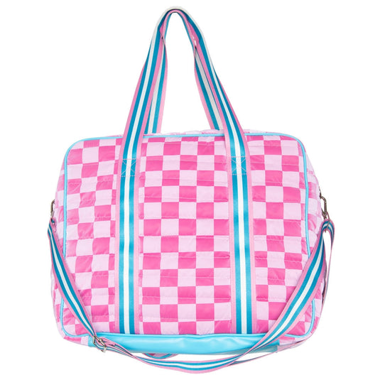 Pink Checkered Pickleball Tote Back