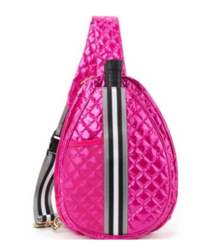 Hot Pink Patent Designer Pickleball Sling Bag