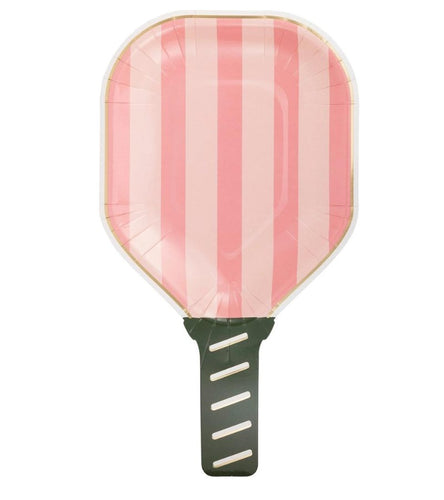 Pink Pickleball Paddle Disposable Plates - Qty 8