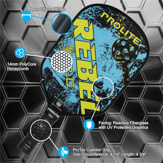 Prolite Rebel PowerSpin 2.0 Pickleball Paddle