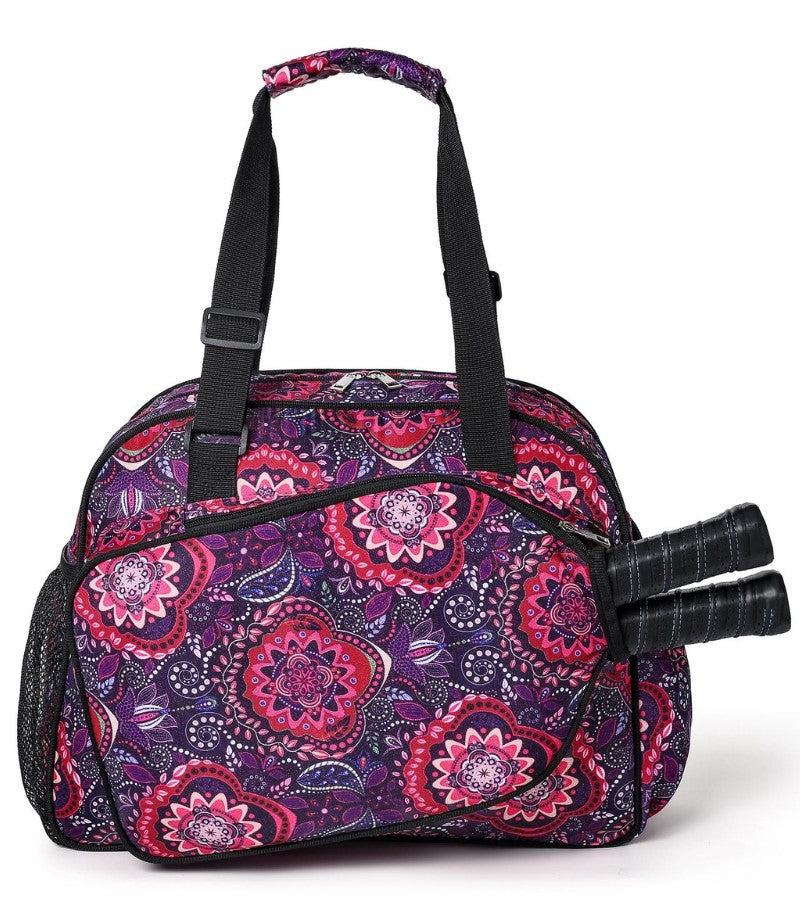 Load image into Gallery viewer, Paisley Pickleball Tote Bag Purple &amp; Hot Pink

