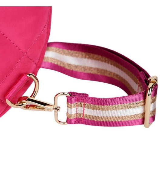 Quilted Designer Pickleball Sling Bag - Hot Pink