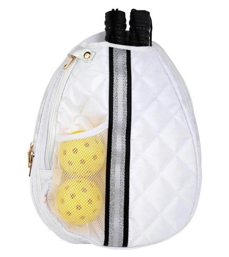Load image into Gallery viewer, Quilted Designer Pickleball Sling Bag - White
