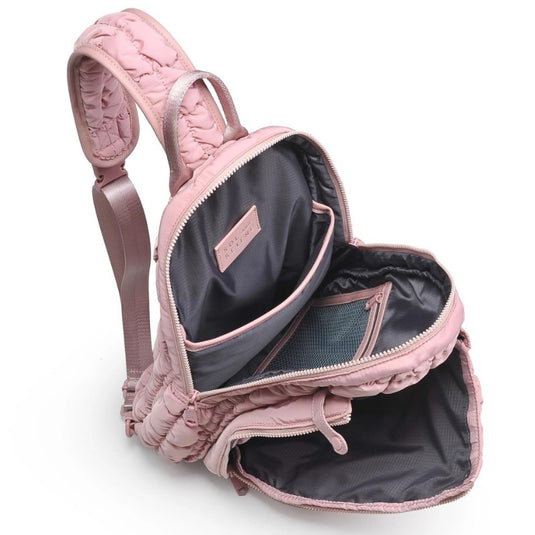 The Ace Quilted Pickleball Sling Bag Dusty Pink - Inside