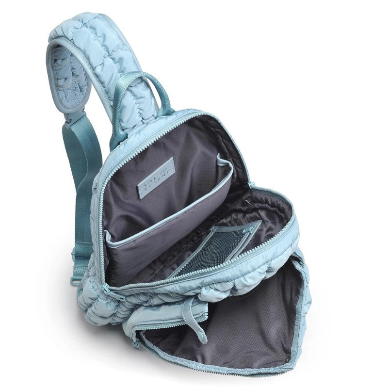 Load image into Gallery viewer, The Ace Quilted Pickleball Sling Bag Sky Blue - Inside
