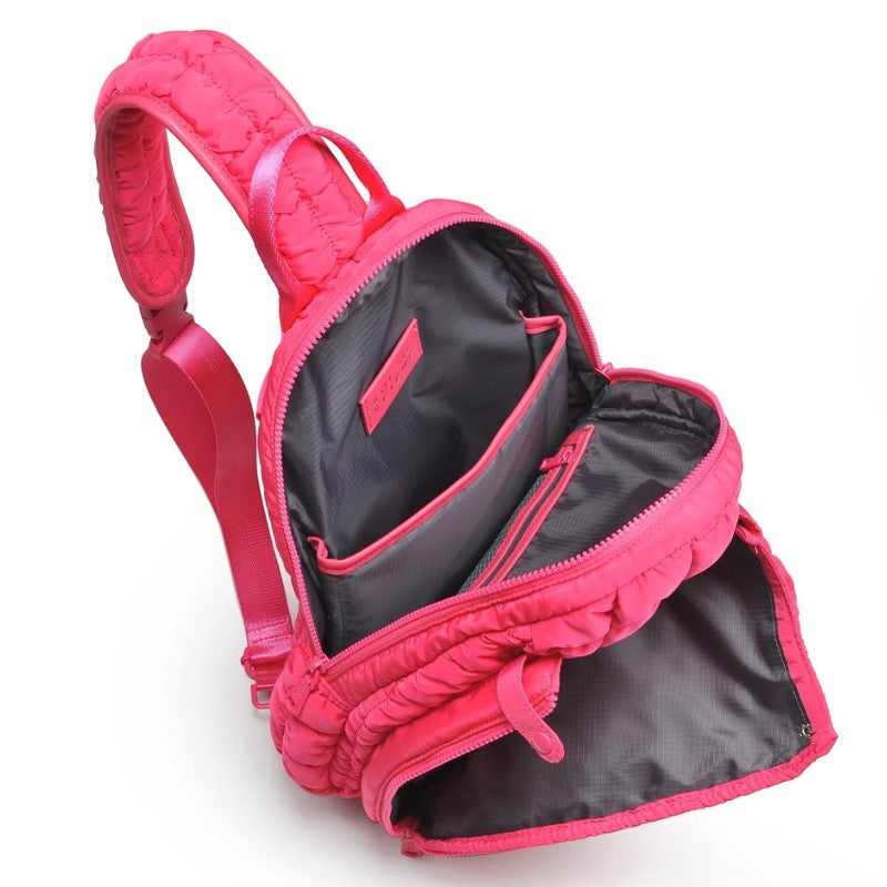 Load image into Gallery viewer, The Ace Quilted Pickleball Sling Bag Spicy Pink - Inside
