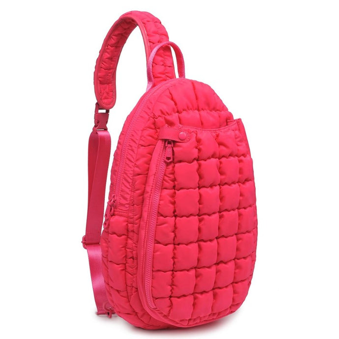 The Ace Quilted Pickleball Sling Bag Spicy Pink - Side