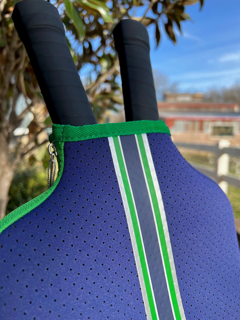 Load image into Gallery viewer, Racing Stripe Pickleball Paddle Cover Blue - Detail
